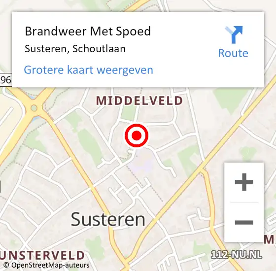 Locatie op kaart van de 112 melding: Brandweer Met Spoed Naar Susteren, Schoutlaan op 9 april 2021 02:05