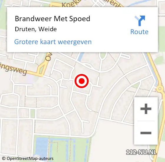 Locatie op kaart van de 112 melding: Brandweer Met Spoed Naar Druten, Weide op 9 april 2021 06:46