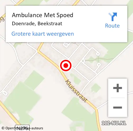 Locatie op kaart van de 112 melding: Ambulance Met Spoed Naar Doenrade, Beekstraat op 7 juni 2014 11:02