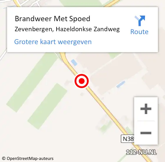 Locatie op kaart van de 112 melding: Brandweer Met Spoed Naar Zevenbergen, Hazeldonkse Zandweg op 9 april 2021 08:31