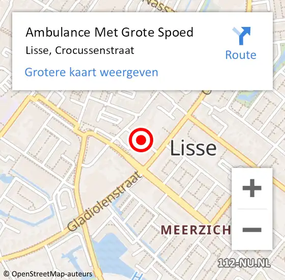 Locatie op kaart van de 112 melding: Ambulance Met Grote Spoed Naar Lisse, Crocussenstraat op 9 april 2021 09:12