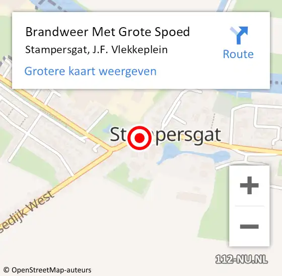 Locatie op kaart van de 112 melding: Brandweer Met Grote Spoed Naar Stampersgat, J.F. Vlekkeplein op 9 april 2021 09:45