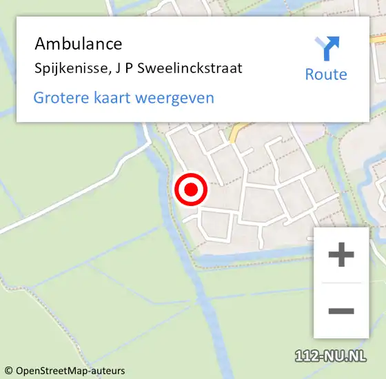 Locatie op kaart van de 112 melding: Ambulance Spijkenisse, J P Sweelinckstraat op 9 april 2021 11:10