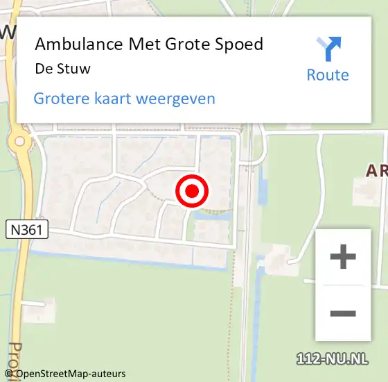 Locatie op kaart van de 112 melding: Ambulance Met Grote Spoed Naar De Stuw op 9 april 2021 11:20