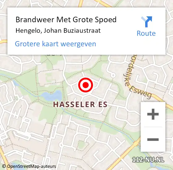 Locatie op kaart van de 112 melding: Brandweer Met Grote Spoed Naar Hengelo, Johan Buziaustraat op 9 april 2021 12:22