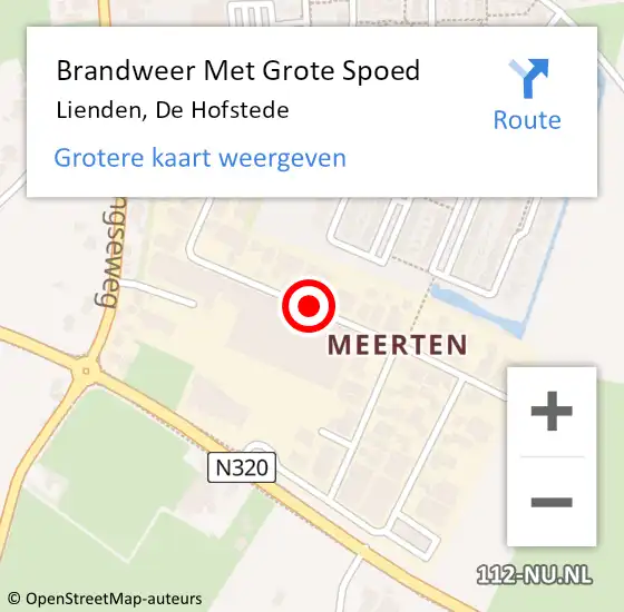 Locatie op kaart van de 112 melding: Brandweer Met Grote Spoed Naar Lienden, De Hofstede op 9 april 2021 12:24