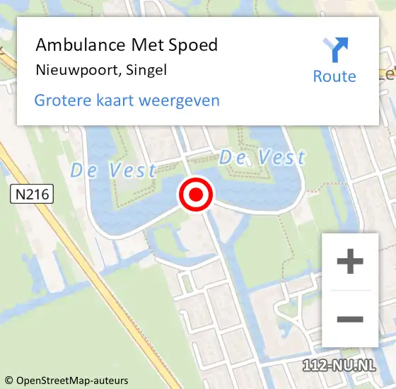 Locatie op kaart van de 112 melding: Ambulance Met Spoed Naar Nieuwpoort, Singel op 9 april 2021 14:27