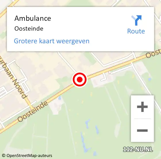 Locatie op kaart van de 112 melding: Ambulance Oosteinde op 9 april 2021 14:31