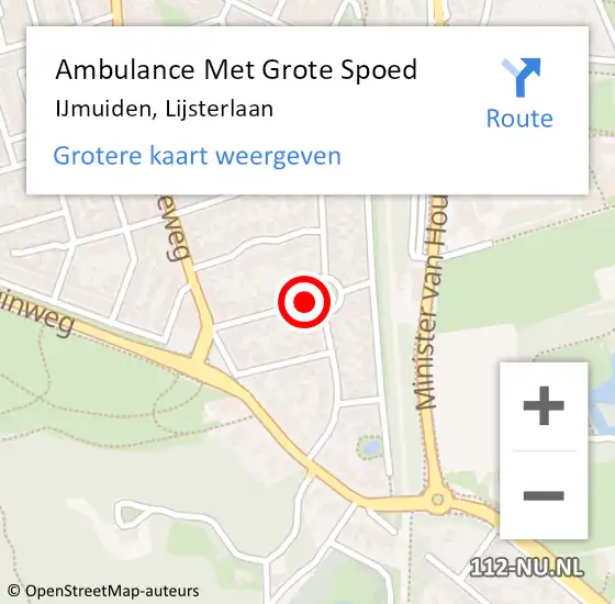 Locatie op kaart van de 112 melding: Ambulance Met Grote Spoed Naar IJmuiden, Lijsterlaan op 9 april 2021 14:56
