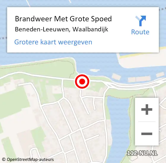 Locatie op kaart van de 112 melding: Brandweer Met Grote Spoed Naar Beneden-Leeuwen, Waalbandijk op 9 april 2021 15:21