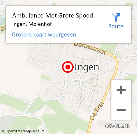 Locatie op kaart van de 112 melding: Ambulance Met Grote Spoed Naar Ingen, Molenhof op 9 april 2021 15:30