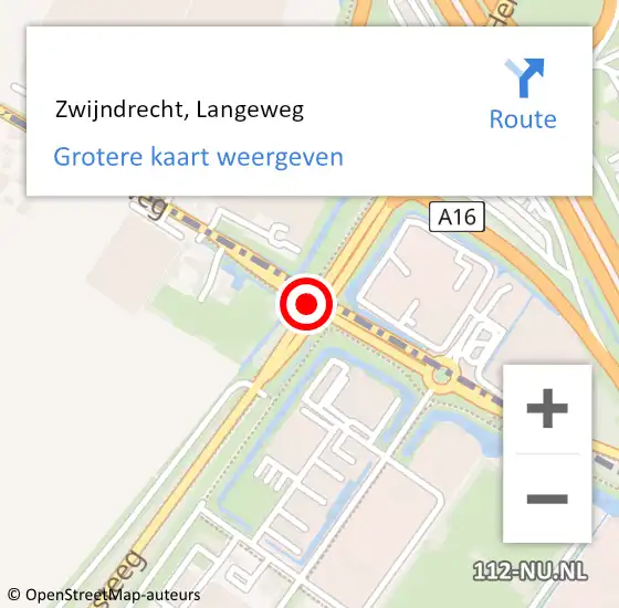 Locatie op kaart van de 112 melding:  Zwijndrecht, Langeweg op 9 april 2021 17:29