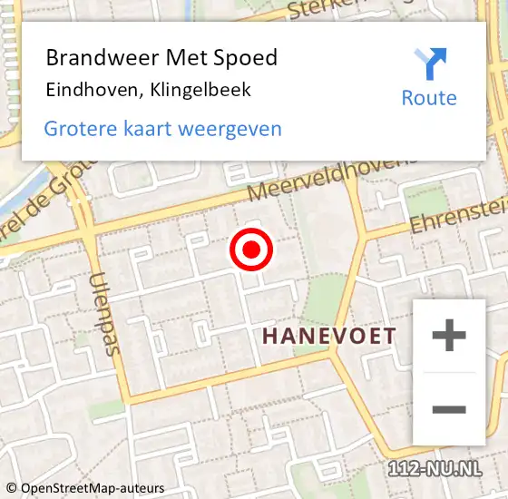 Locatie op kaart van de 112 melding: Brandweer Met Spoed Naar Eindhoven, Klingelbeek op 9 april 2021 17:36