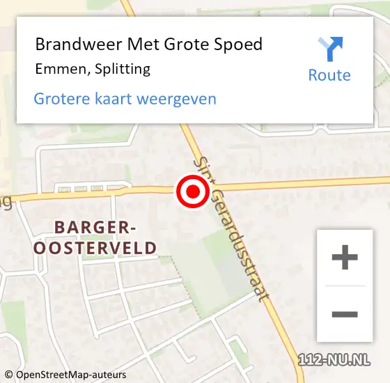 Locatie op kaart van de 112 melding: Brandweer Met Grote Spoed Naar Emmen, Splitting op 9 april 2021 19:02