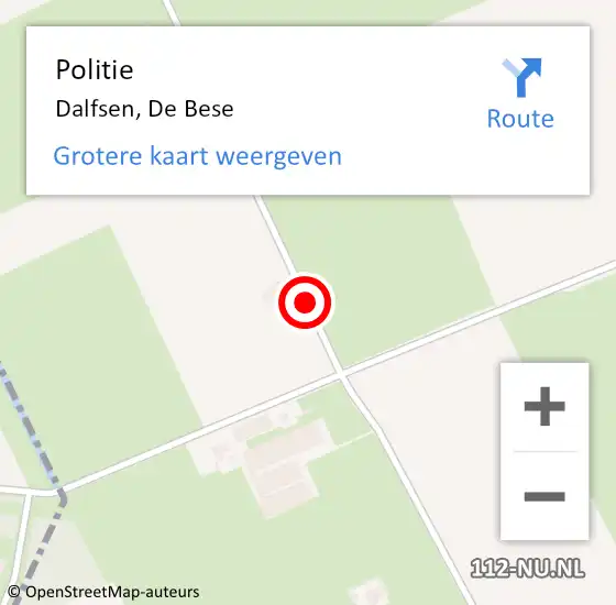 Locatie op kaart van de 112 melding: Politie Dalfsen, De Bese op 9 april 2021 19:38