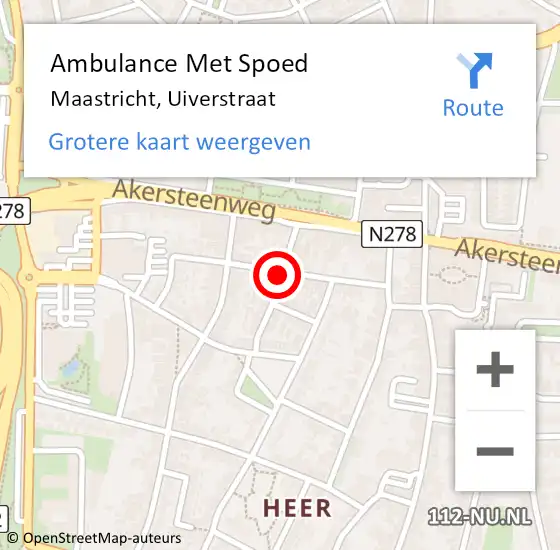 Locatie op kaart van de 112 melding: Ambulance Met Spoed Naar Maastricht, Uiverstraat op 7 juni 2014 12:12