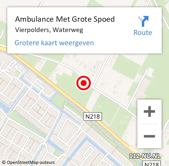 Locatie op kaart van de 112 melding: Ambulance Met Grote Spoed Naar Vierpolders, Waterweg op 9 april 2021 20:52