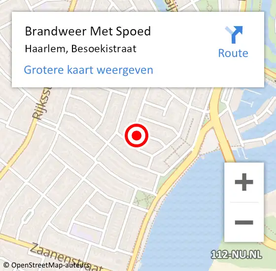 Locatie op kaart van de 112 melding: Brandweer Met Spoed Naar Haarlem, Besoekistraat op 9 april 2021 21:39