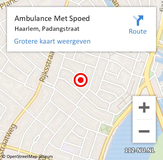 Locatie op kaart van de 112 melding: Ambulance Met Spoed Naar Haarlem, Padangstraat op 9 april 2021 21:47