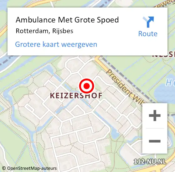 Locatie op kaart van de 112 melding: Ambulance Met Grote Spoed Naar Rotterdam, Rijsbes op 9 april 2021 21:48