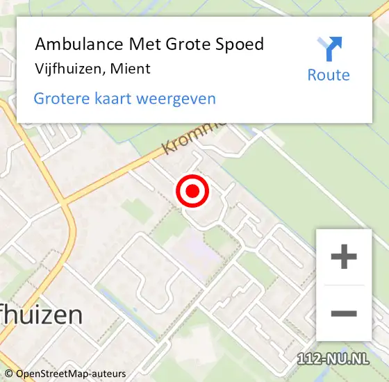 Locatie op kaart van de 112 melding: Ambulance Met Grote Spoed Naar Vijfhuizen, Mient op 9 april 2021 22:55