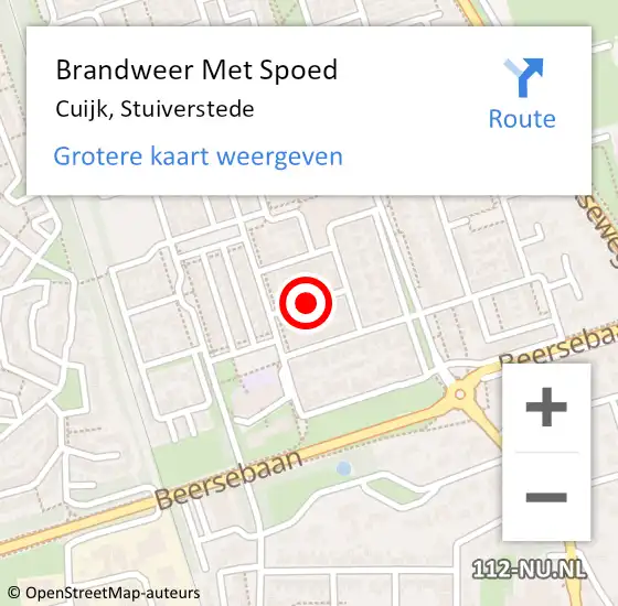 Locatie op kaart van de 112 melding: Brandweer Met Spoed Naar Cuijk, Stuiverstede op 9 april 2021 22:55