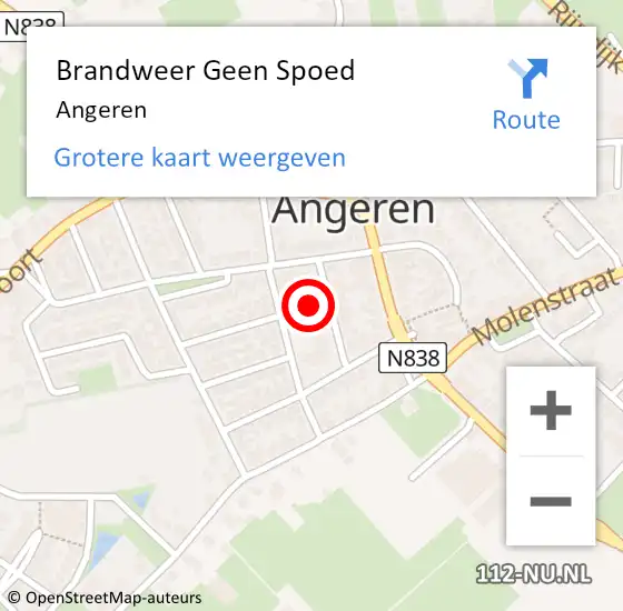 Locatie op kaart van de 112 melding: Brandweer Geen Spoed Naar Angeren op 9 april 2021 23:02