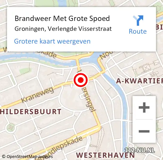 Locatie op kaart van de 112 melding: Brandweer Met Grote Spoed Naar Groningen, Verlengde Visserstraat op 10 april 2021 01:11