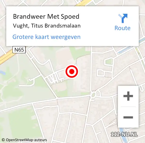 Locatie op kaart van de 112 melding: Brandweer Met Spoed Naar Vught, Titus Brandsmalaan op 10 april 2021 02:57