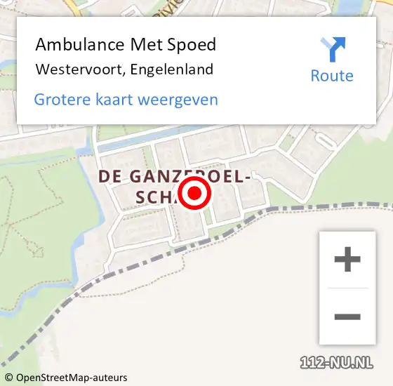 Locatie op kaart van de 112 melding: Ambulance Met Spoed Naar Westervoort, Engelenland op 10 april 2021 07:01
