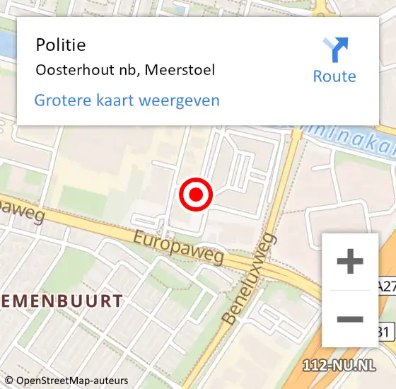 Locatie op kaart van de 112 melding: Politie Oosterhout nb, Meerstoel op 10 april 2021 09:45