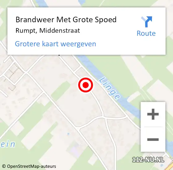 Locatie op kaart van de 112 melding: Brandweer Met Grote Spoed Naar Rumpt, Middenstraat op 10 april 2021 11:11