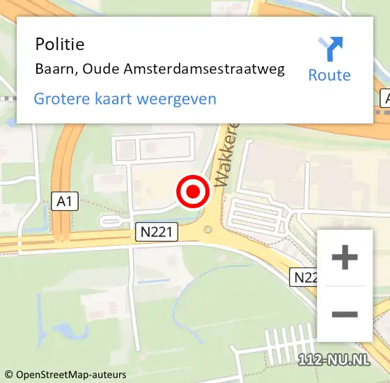 Locatie op kaart van de 112 melding: Politie Baarn, Oude Amsterdamsestraatweg op 10 april 2021 11:18