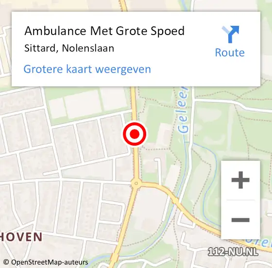 Locatie op kaart van de 112 melding: Ambulance Met Grote Spoed Naar Sittard, Nolenslaan op 10 april 2021 12:41