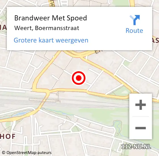 Locatie op kaart van de 112 melding: Brandweer Met Spoed Naar Weert, Boermansstraat op 10 april 2021 15:45