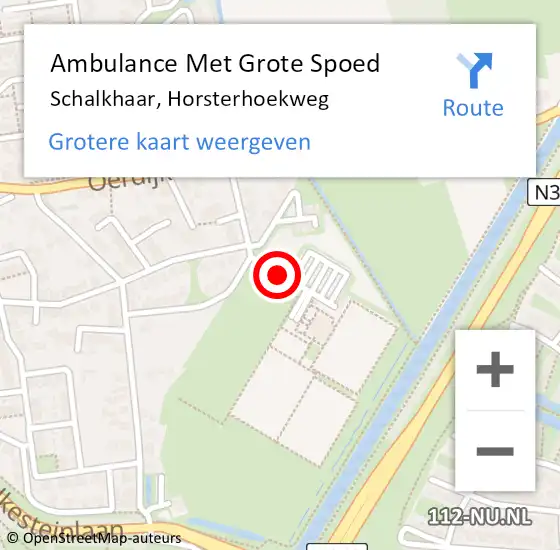 Locatie op kaart van de 112 melding: Ambulance Met Grote Spoed Naar Schalkhaar, Horsterhoekweg op 10 april 2021 16:08
