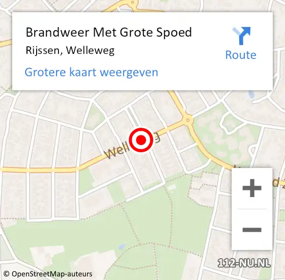 Locatie op kaart van de 112 melding: Brandweer Met Grote Spoed Naar Rijssen, Welleweg op 10 april 2021 16:13