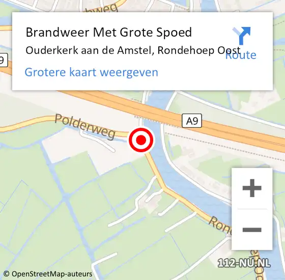 Locatie op kaart van de 112 melding: Brandweer Met Grote Spoed Naar Ouderkerk aan de Amstel, Rondehoep Oost op 10 april 2021 18:05