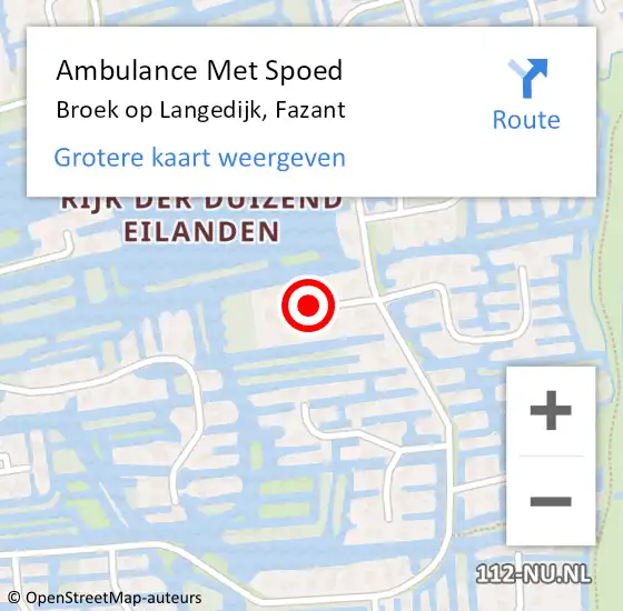 Locatie op kaart van de 112 melding: Ambulance Met Spoed Naar Broek op Langedijk, Fazant op 10 april 2021 18:09