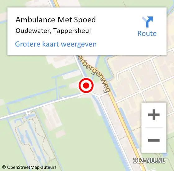 Locatie op kaart van de 112 melding: Ambulance Met Spoed Naar Oudewater, Tappersheul op 7 juni 2014 13:44