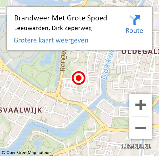 Locatie op kaart van de 112 melding: Brandweer Met Grote Spoed Naar Leeuwarden, Dirk Zeperweg op 10 april 2021 20:37