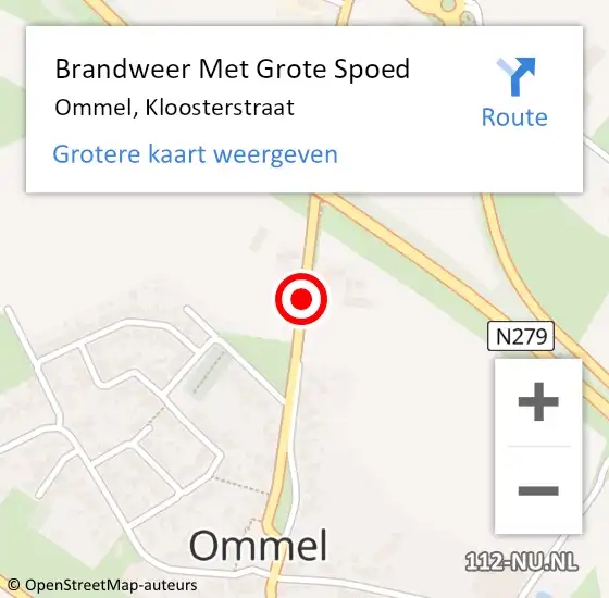 Locatie op kaart van de 112 melding: Brandweer Met Grote Spoed Naar Ommel, Kloosterstraat op 10 april 2021 22:57