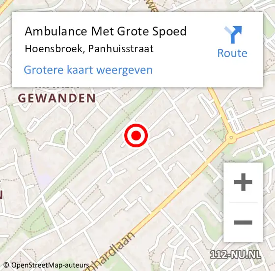 Locatie op kaart van de 112 melding: Ambulance Met Grote Spoed Naar Hoensbroek, Panhuisstraat op 7 juni 2014 14:04