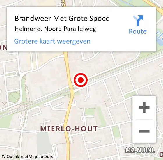 Locatie op kaart van de 112 melding: Brandweer Met Grote Spoed Naar Helmond, Noord Parallelweg op 11 april 2021 03:14