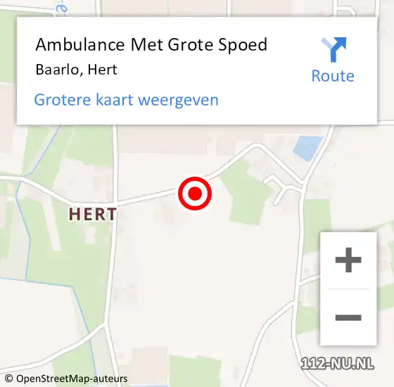 Locatie op kaart van de 112 melding: Ambulance Met Grote Spoed Naar Baarlo, Hert op 7 juni 2014 14:22