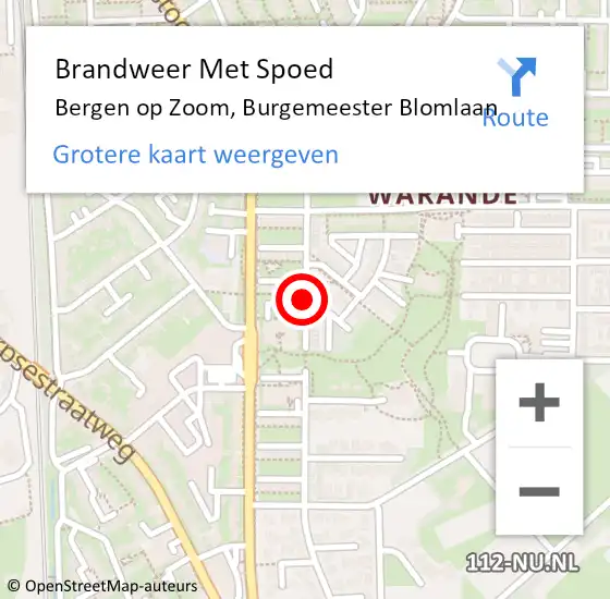 Locatie op kaart van de 112 melding: Brandweer Met Spoed Naar Bergen op Zoom, Burgemeester Blomlaan op 11 april 2021 09:26