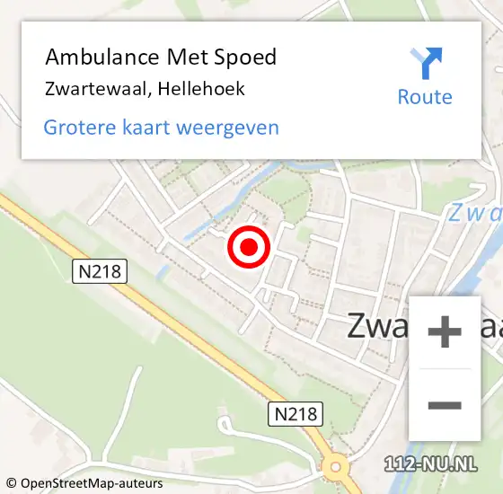 Locatie op kaart van de 112 melding: Ambulance Met Spoed Naar Zwartewaal, Hellehoek op 11 april 2021 10:10