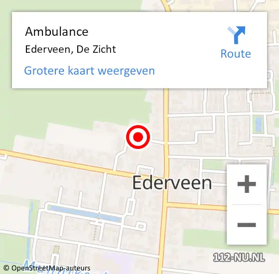 Locatie op kaart van de 112 melding: Ambulance Ederveen, De Zicht op 11 april 2021 10:28