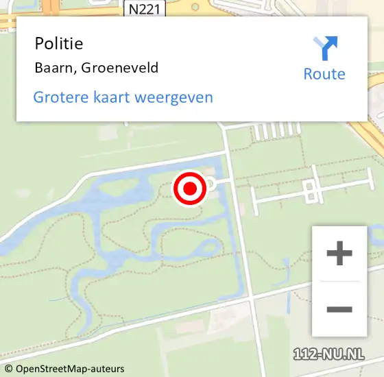 Locatie op kaart van de 112 melding: Politie Baarn, Groeneveld op 11 april 2021 12:44