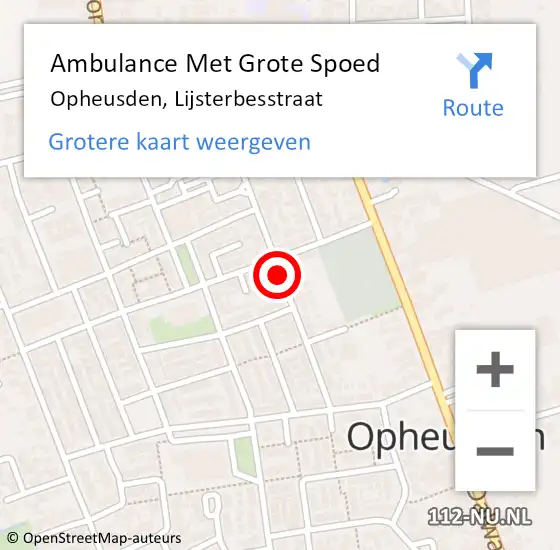 Locatie op kaart van de 112 melding: Ambulance Met Grote Spoed Naar Opheusden, Lijsterbesstraat op 11 april 2021 12:58